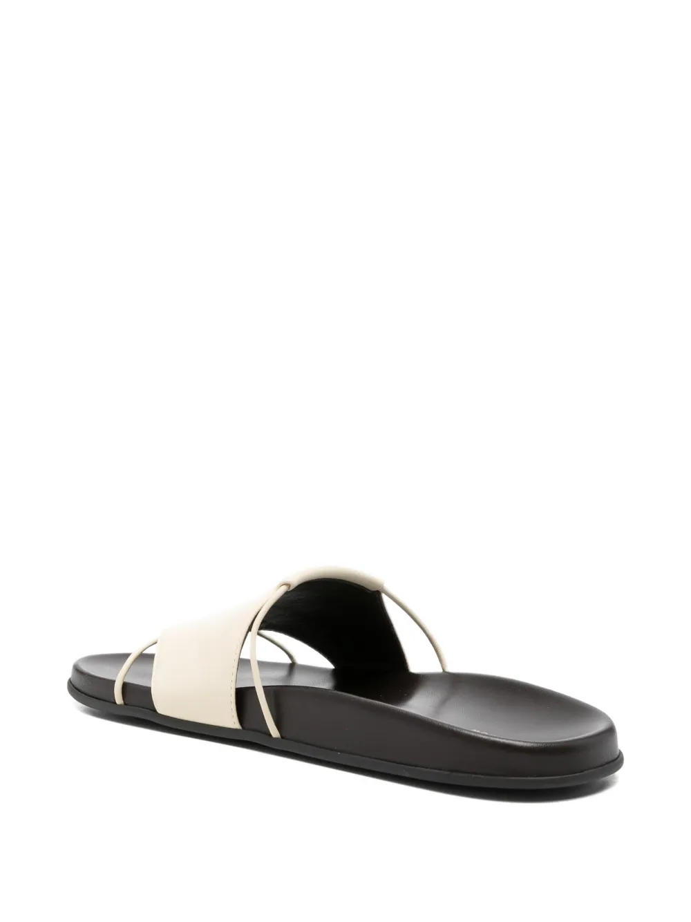 The Row leather slip-on sandals Beige