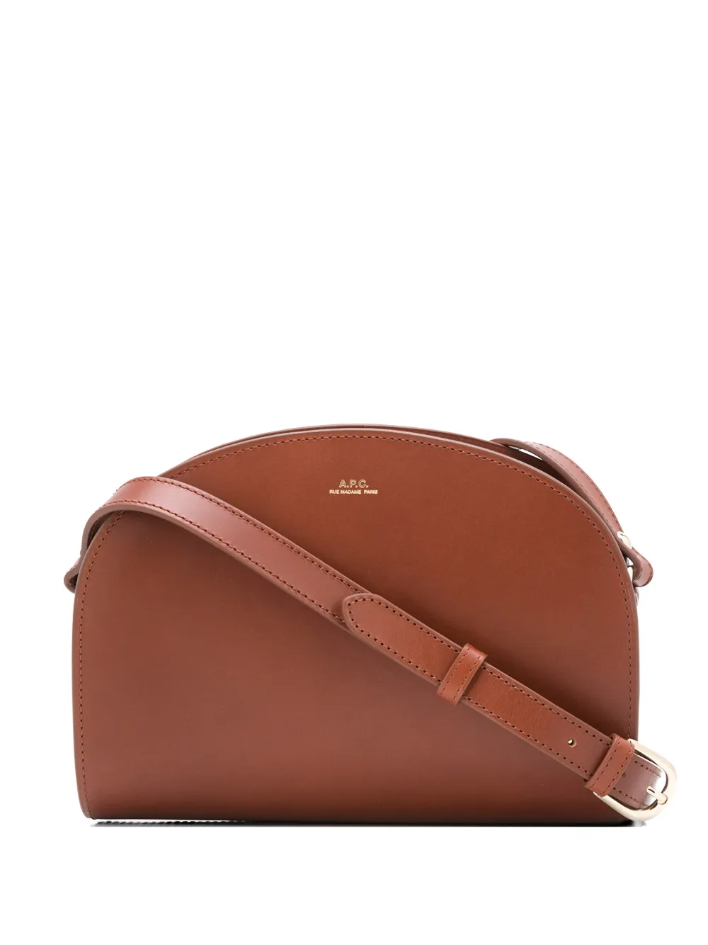 A.P.C. Demi-Lune leather crossbody bag - Marrone