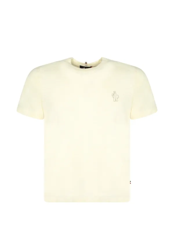 Moncler Grenoble Logo-embroidered Slub-texture T-shirt in White