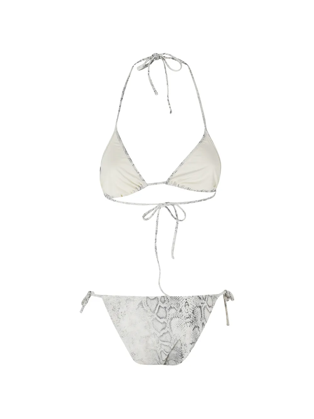 Federica Tosi Triangel bikini met slangenprint Beige