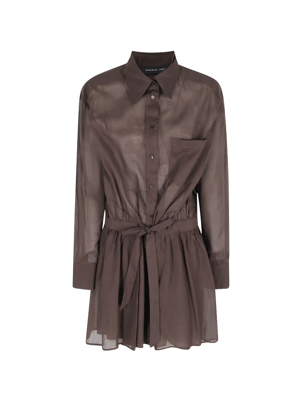 Federica Tosi drawstring-waist cotton-muslin mini dress - Marrone