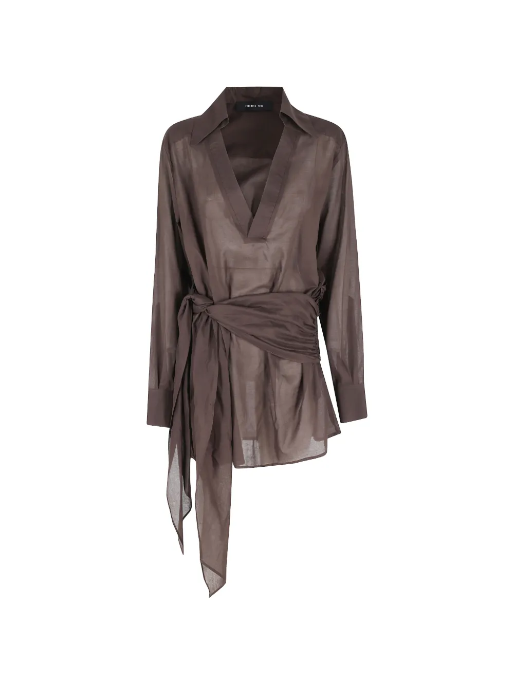 Federica Tosi knot-detail V-neck mini dress - Marrone