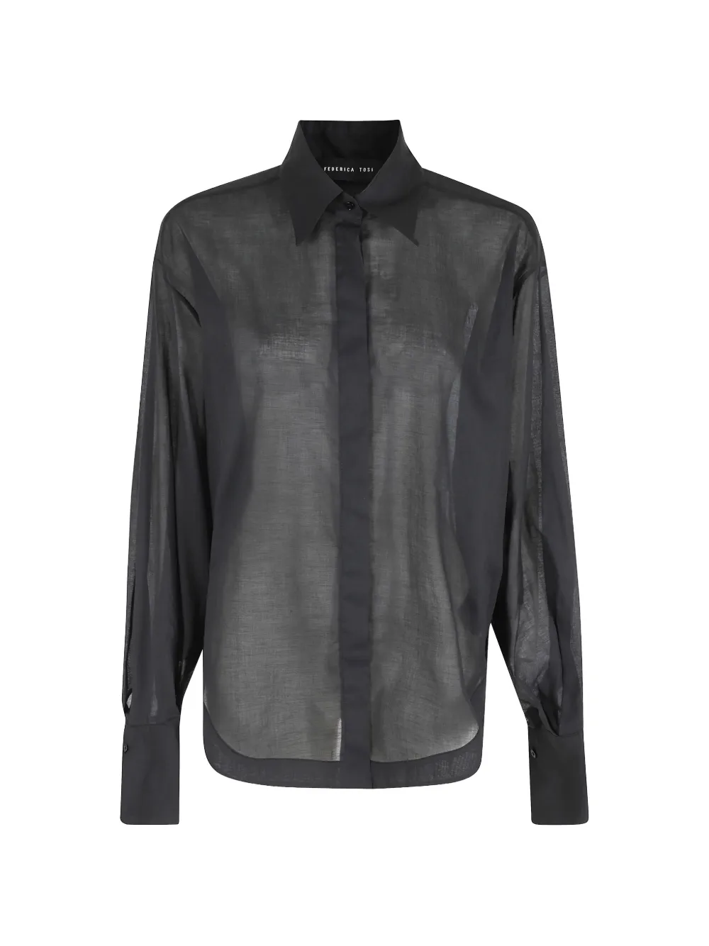 Federica Tosi sheer long-sleeve shirt - Nero