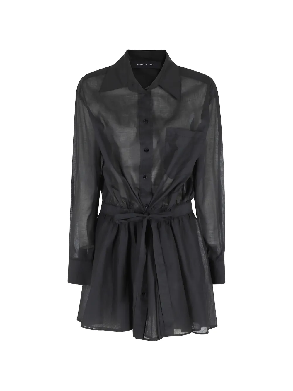 Federica Tosi drawstring-waist muslin dress - Black