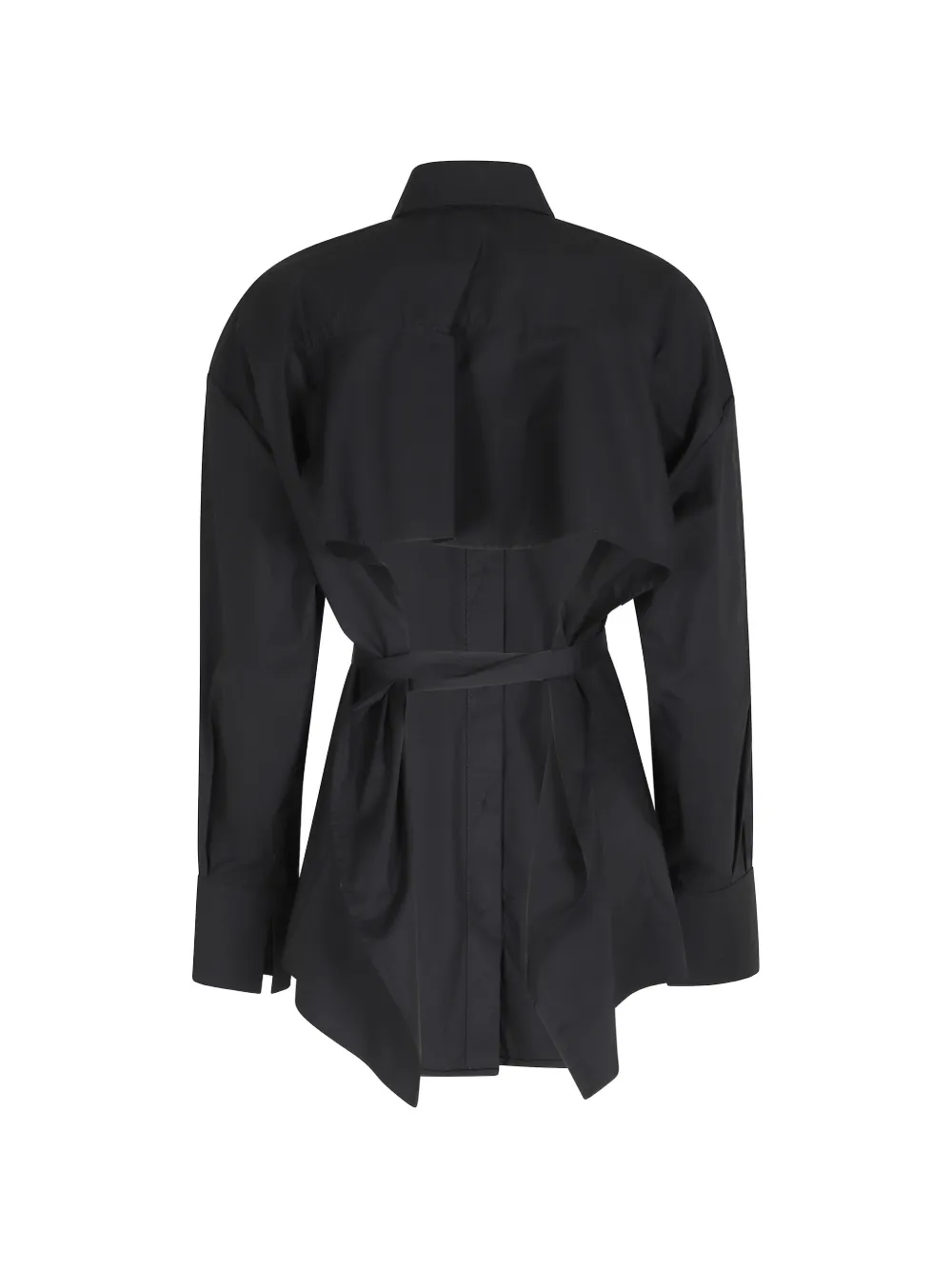 Federica Tosi Blouse met open rug en ceintuur Zwart