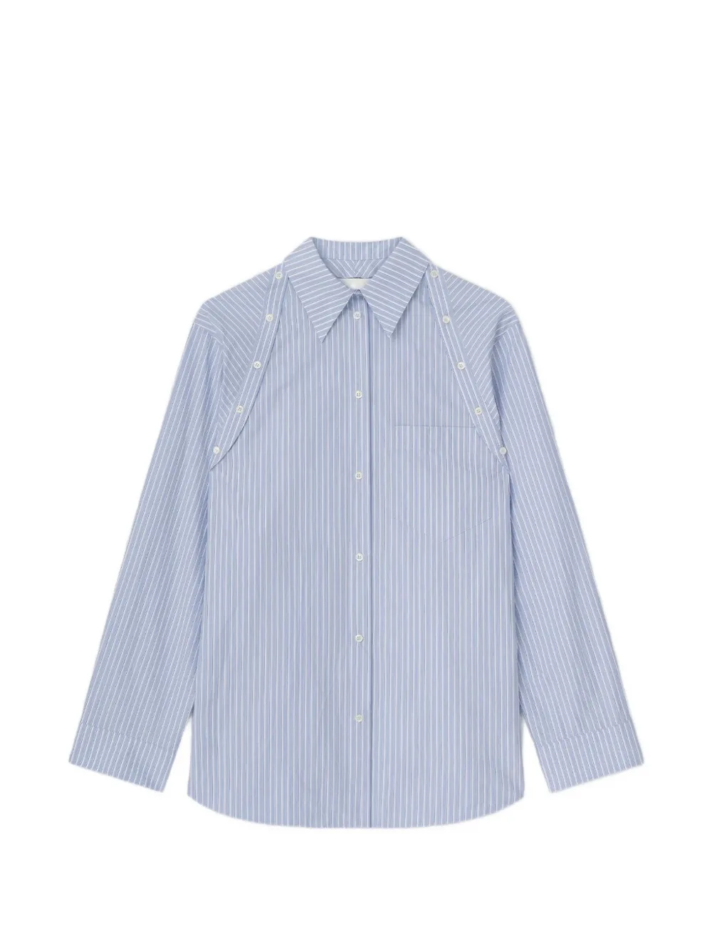 Nanushka button-off-shoulder striped shirt - Blue