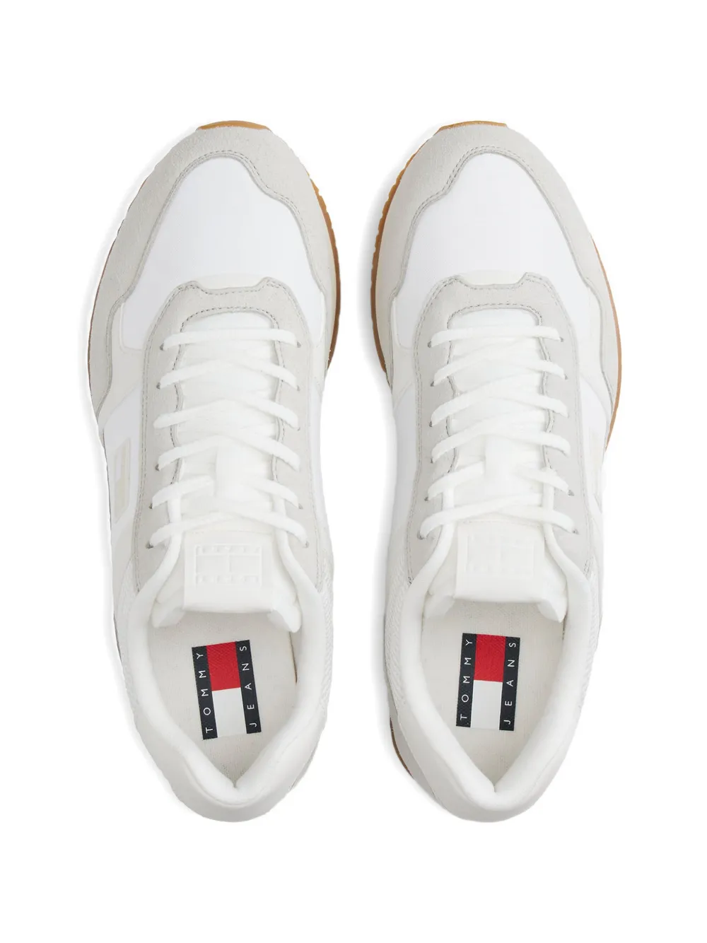 Tommy Hilfiger suede-panelled mesh-detail sneakers Wit