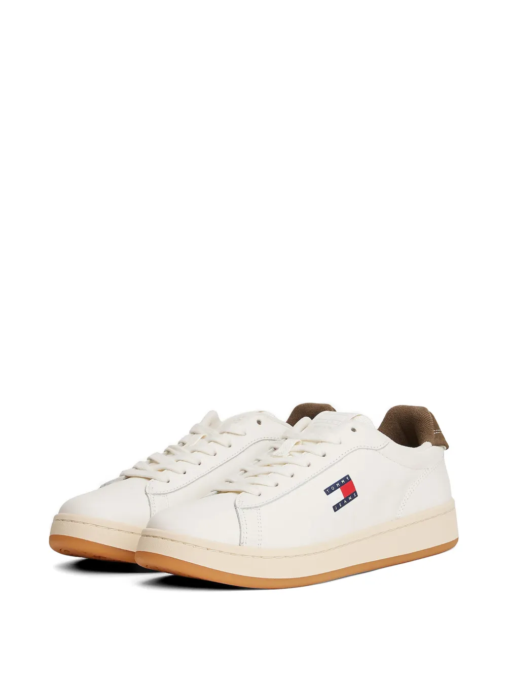 Tommy Jeans logo-patch lace-up fastening sneakers Beige