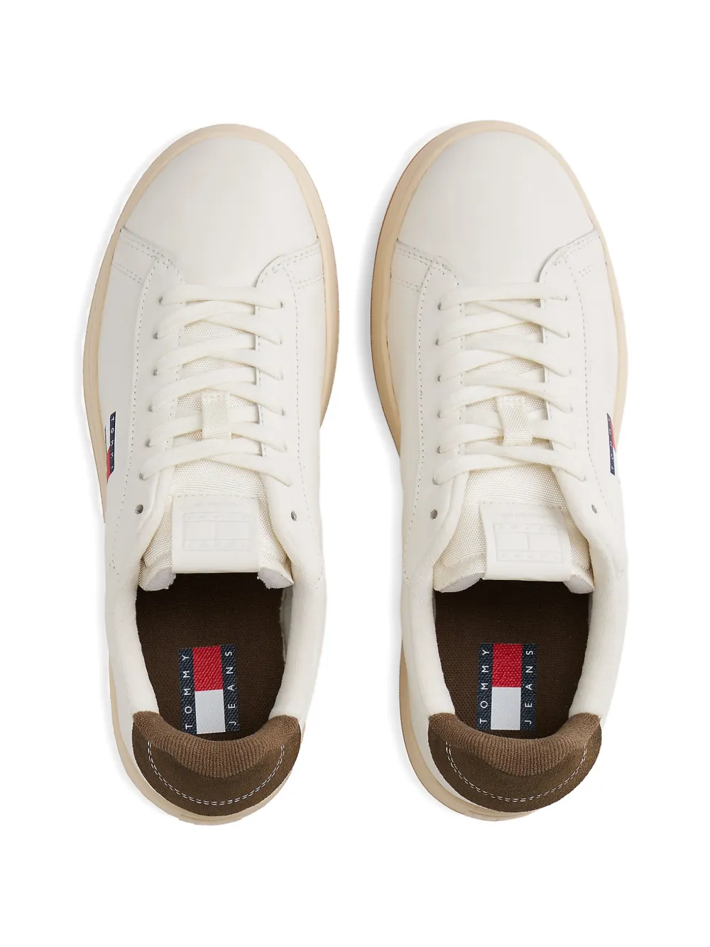 Tommy Jeans logo-patch lace-up fastening sneakers Beige