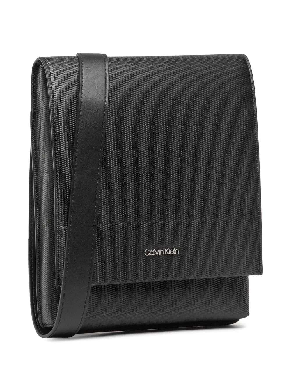 Calvin Klein Schoudertas met omslag en logodetail en textuur Zwart