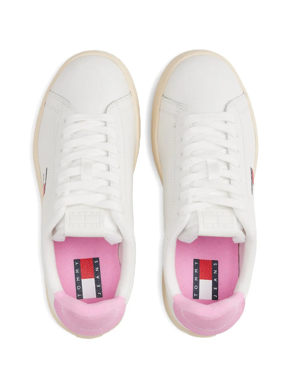 Tommy Hilfiger Court logo-patch leather sneakers Wit