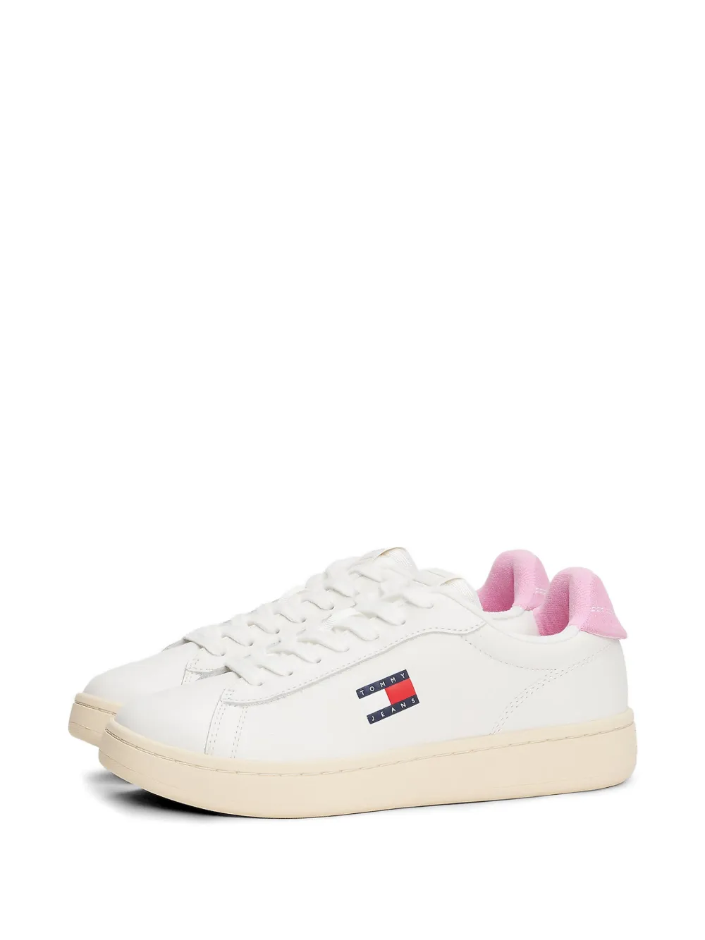 Tommy Hilfiger Court logo-patch leather sneakers Wit