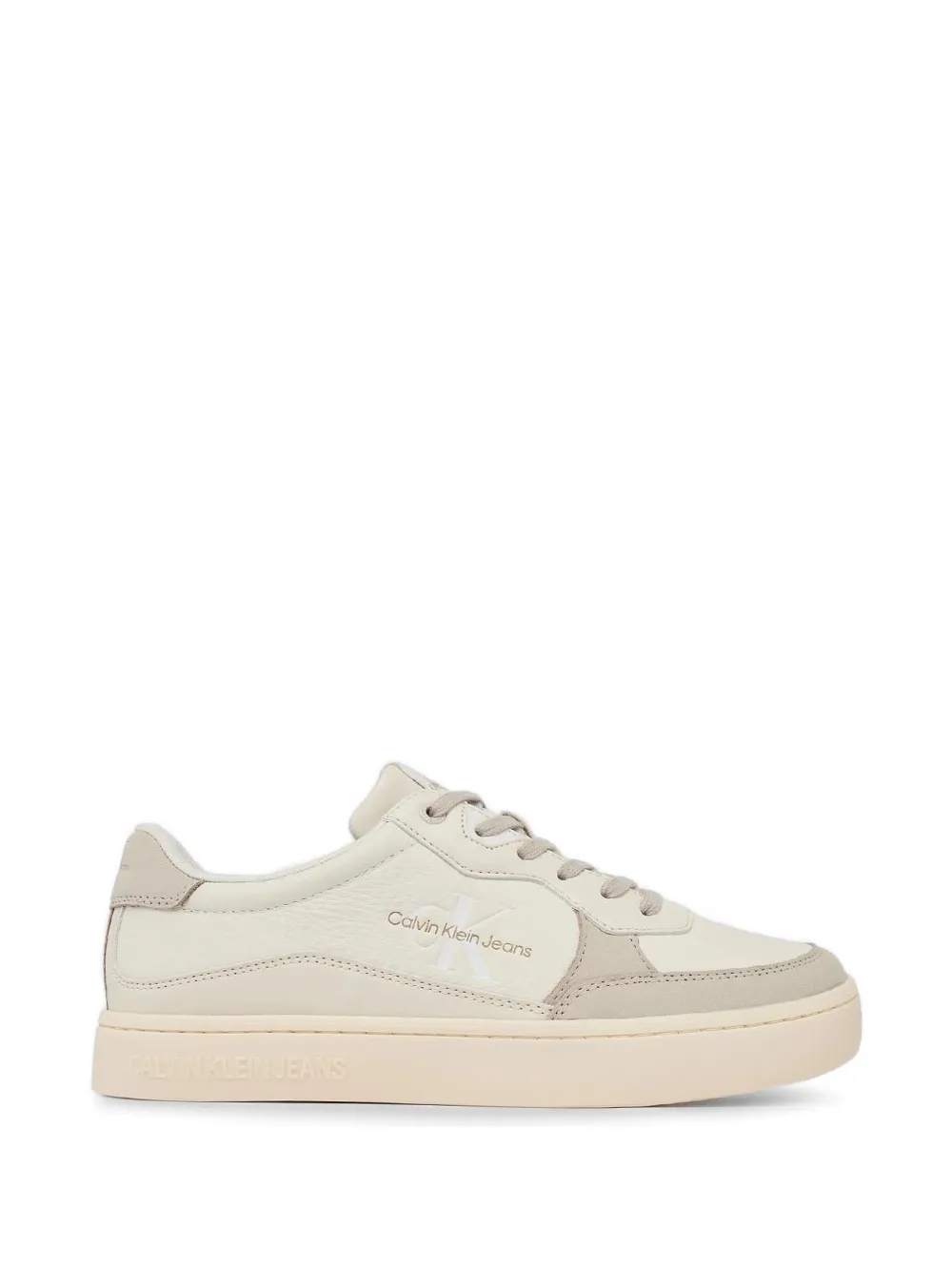 Calvin Klein Classic Cupsole panelled logo-print lace-up sneakers - Nude