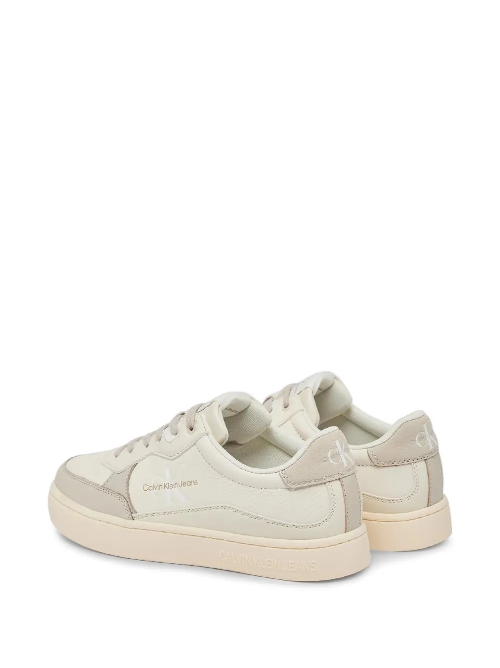 Calvin Klein Jeans Classic Cupsole panelled logo-print lace-up sneakers Beige
