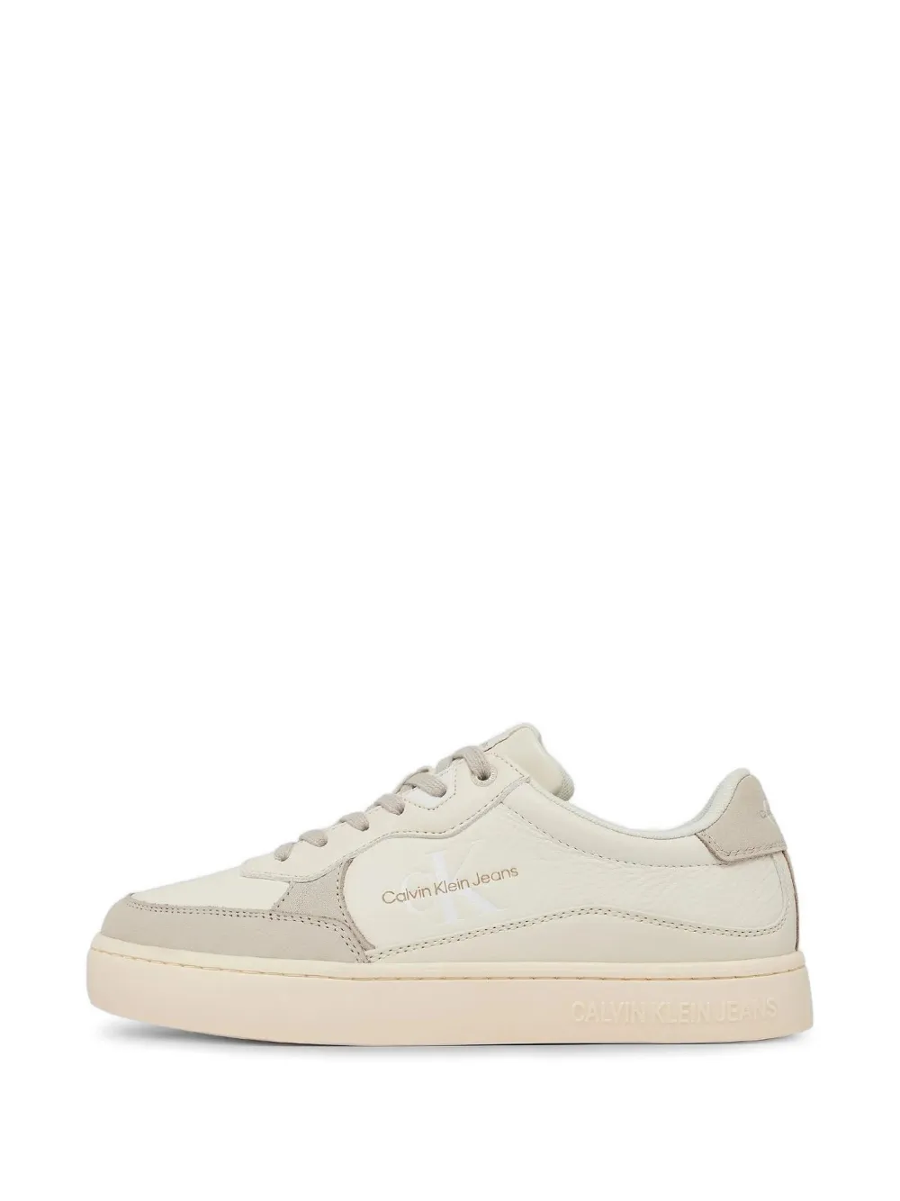 Calvin Klein Jeans Classic Cupsole panelled logo-print lace-up sneakers Beige