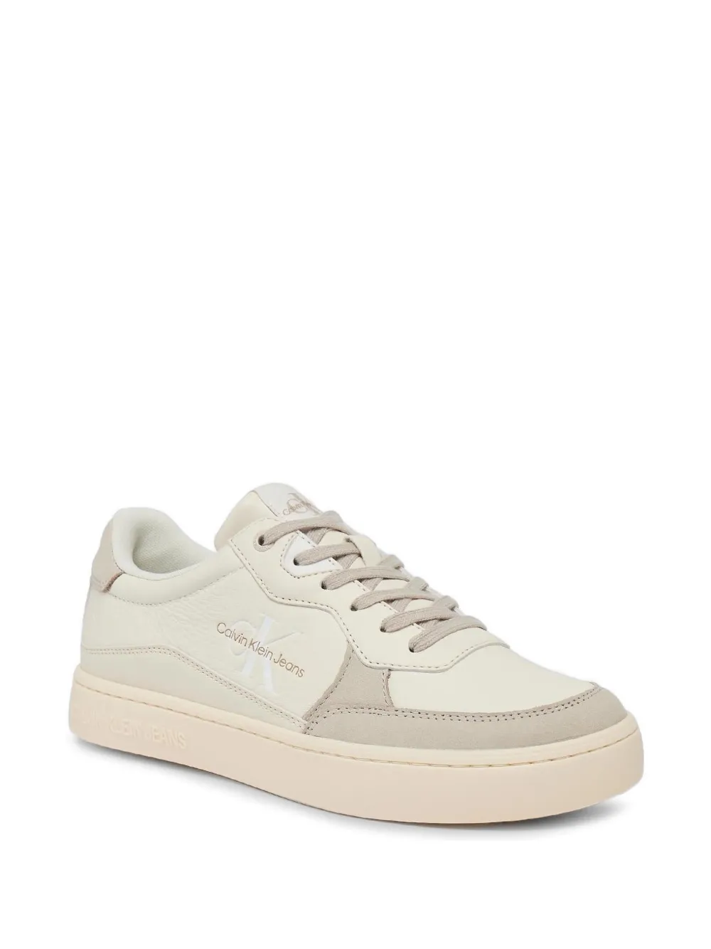 Calvin Klein Jeans Classic Cupsole panelled logo-print lace-up sneakers Beige