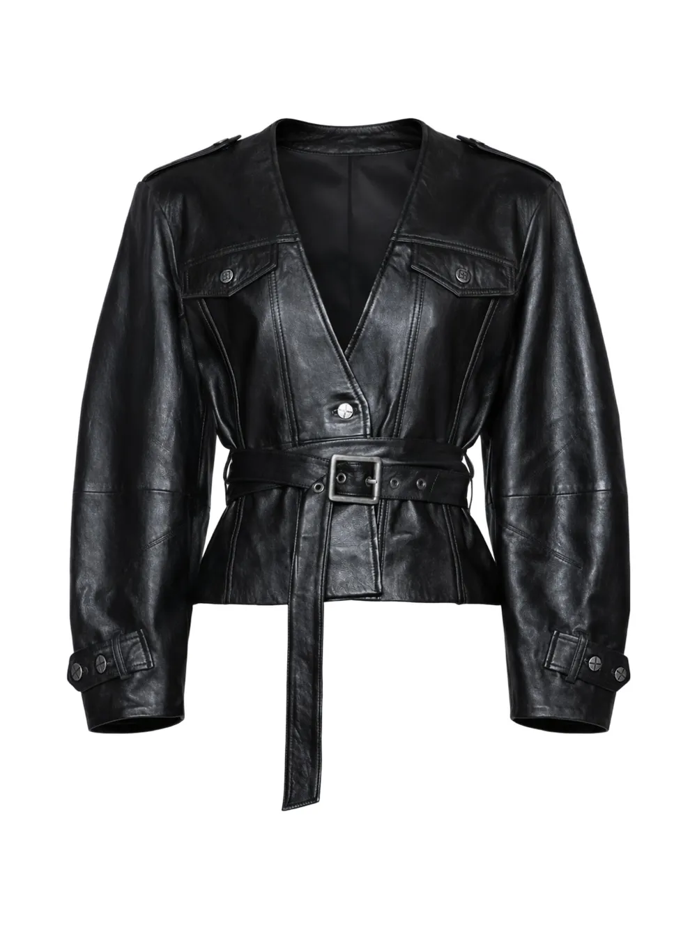 Ksubi belted leather jacket - Nero