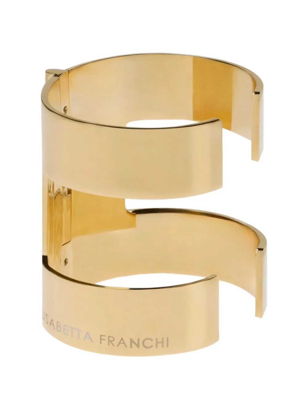 Elisabetta Franchi wrap-around logo-engraved cuff bracelet - Oro