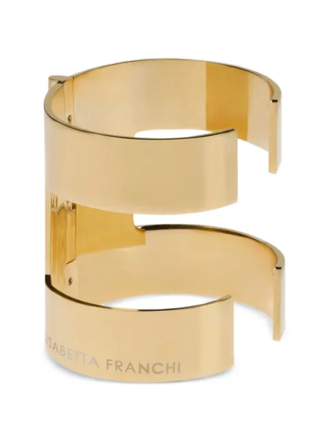 Elisabetta Franchi wrap-around logo-engraved cuff bracelet