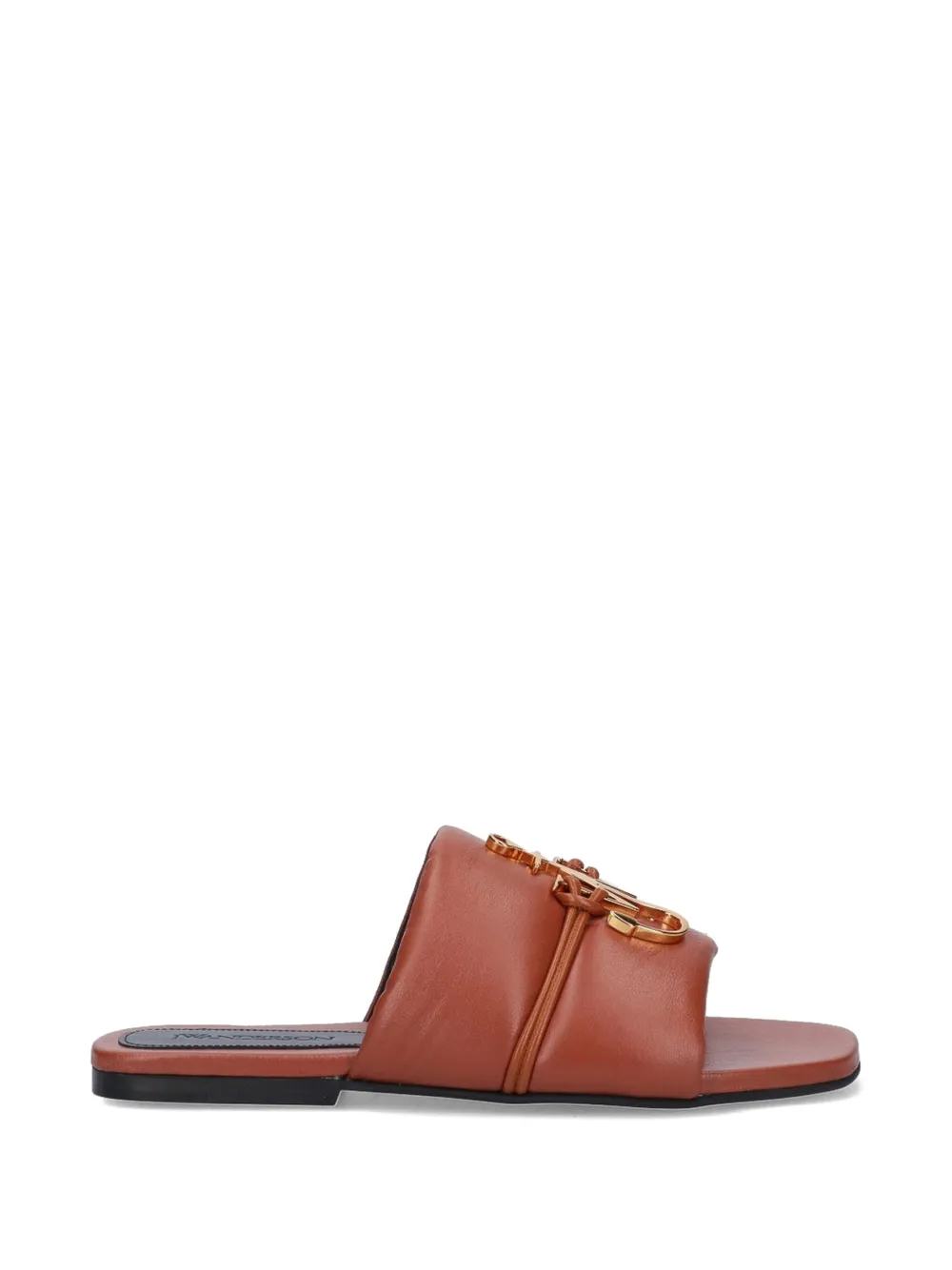 JW Anderson Anchor logo-plaque leather flat sandals - Braun
