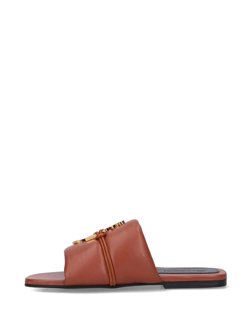 JW Anderson Anchor leren sandalen met logoplakkaat Bruin