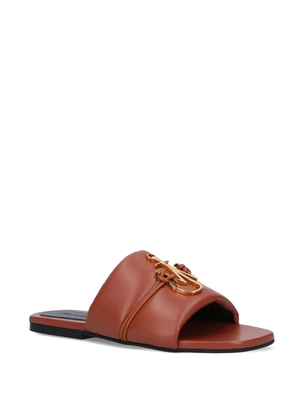 JW Anderson Anchor leren sandalen met logoplakkaat Bruin