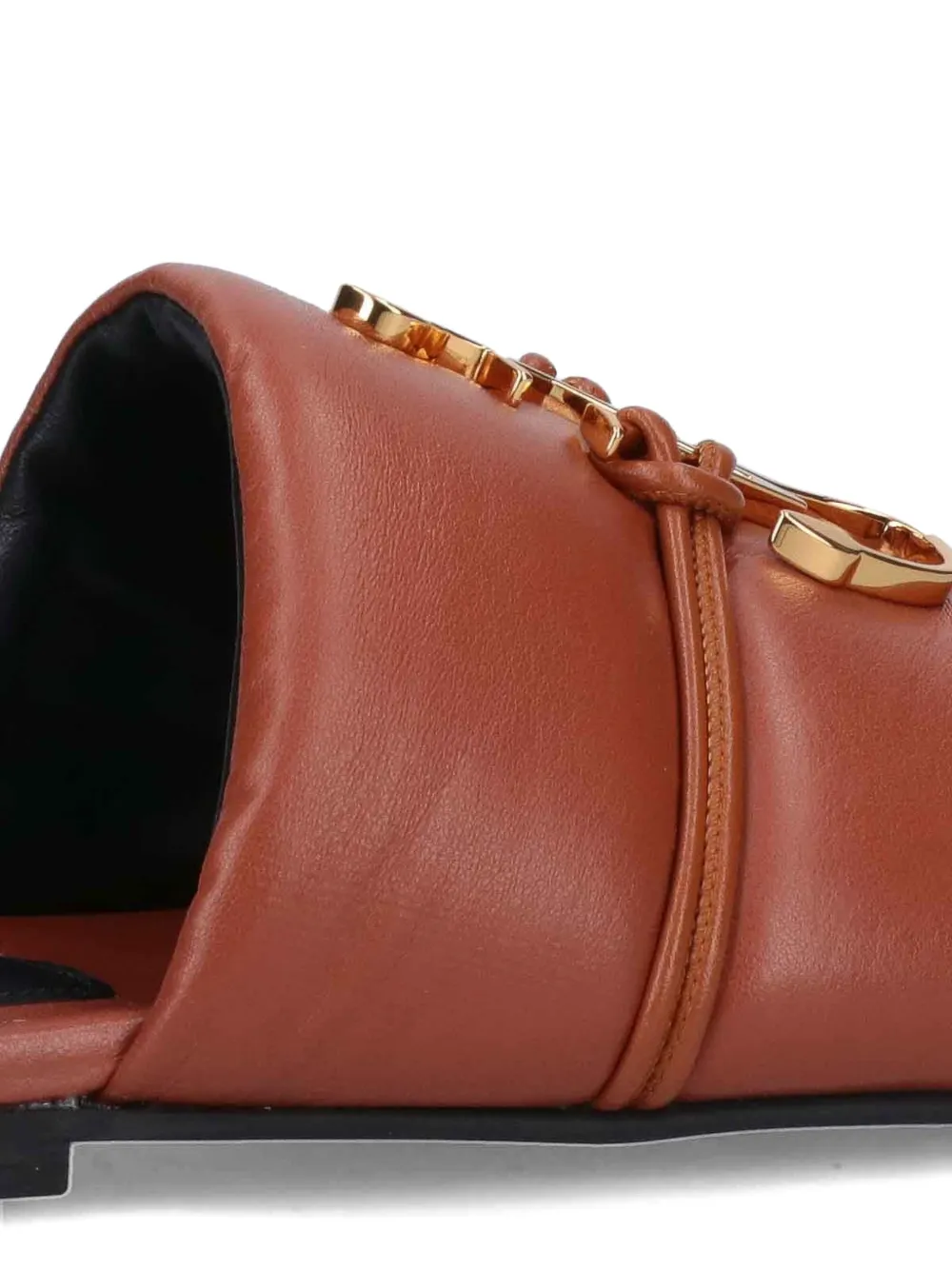 JW Anderson Anchor leren sandalen met logoplakkaat Bruin