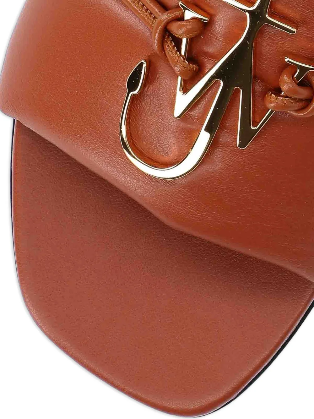 JW Anderson Anchor leren sandalen met logoplakkaat Bruin