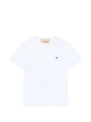 VALENTION バレンティノ ヴァレンティノ ホワイト Tシャツ Valentino Garavani Cotton T-Shirt With VGold | White | FARFETCH