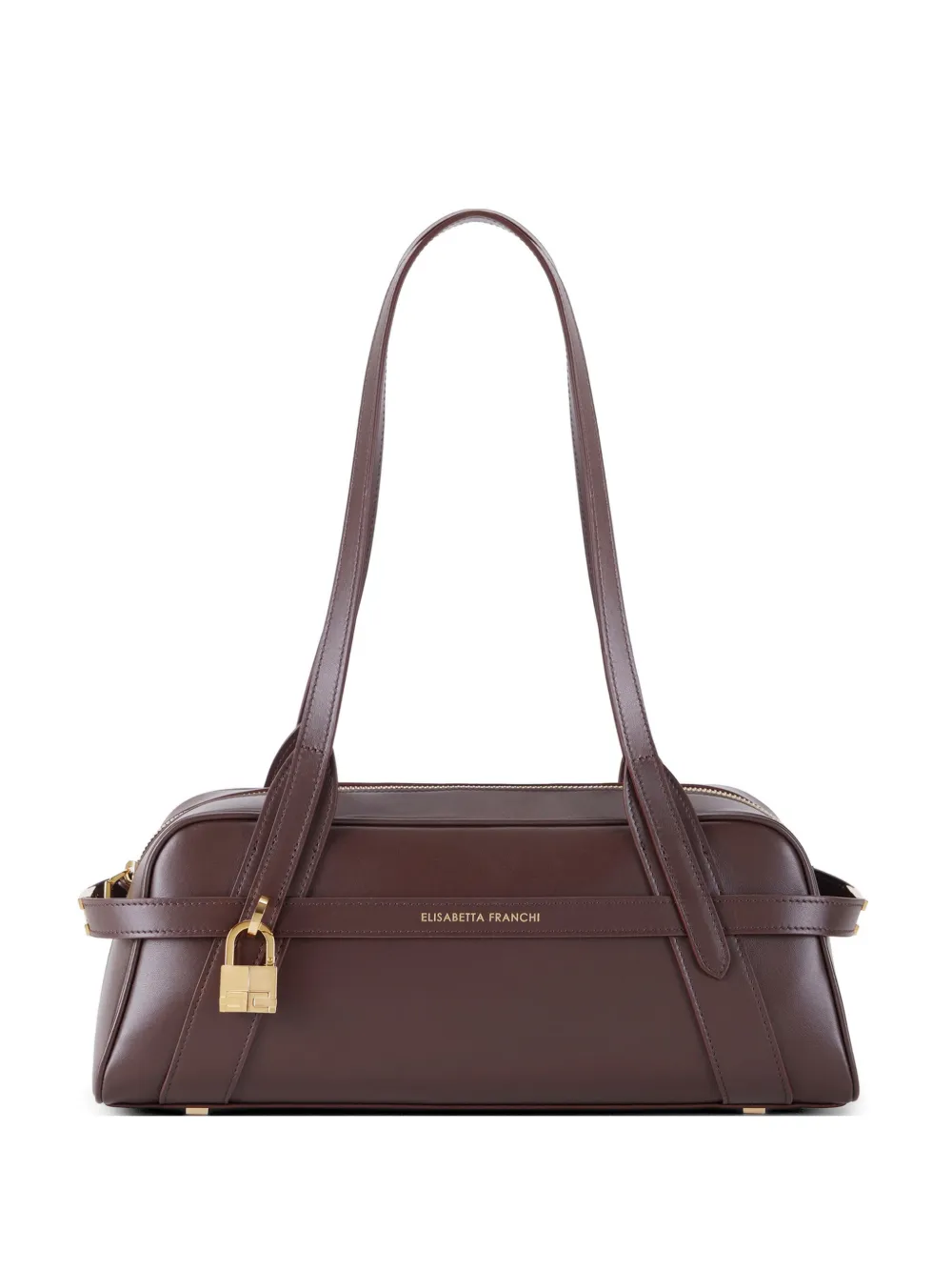 Elisabetta Franchi small padlock-detail leather shoulder bag - Marrone
