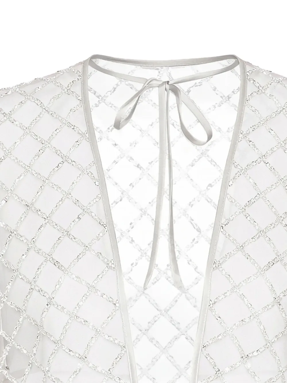 Fleur Du Mal Verfraaide top met gestrikte hals Wit