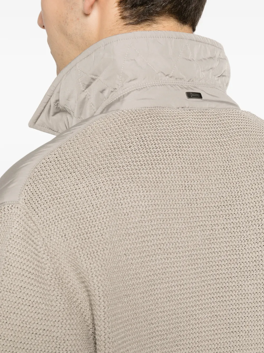 Herno Lichtgewicht jack met wafelgebreide vlakken Beige