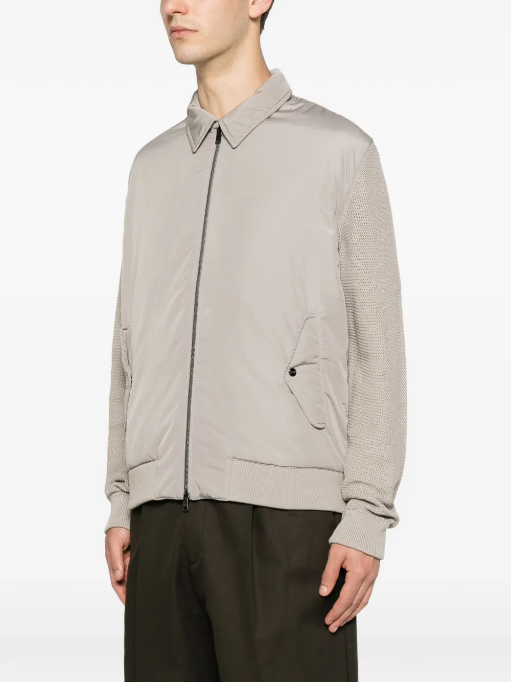 Herno Lichtgewicht jack met wafelgebreide vlakken Beige