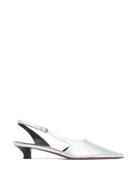 Mansur Gavriel Anna metallic-effect leather heeled pumps