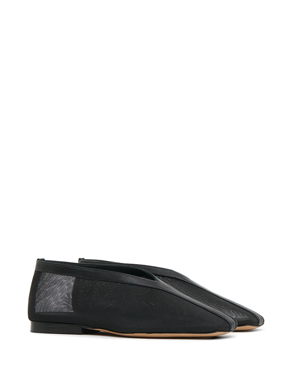 Mansur Gavriel Contorno Square V ballerina's met mesh Zwart