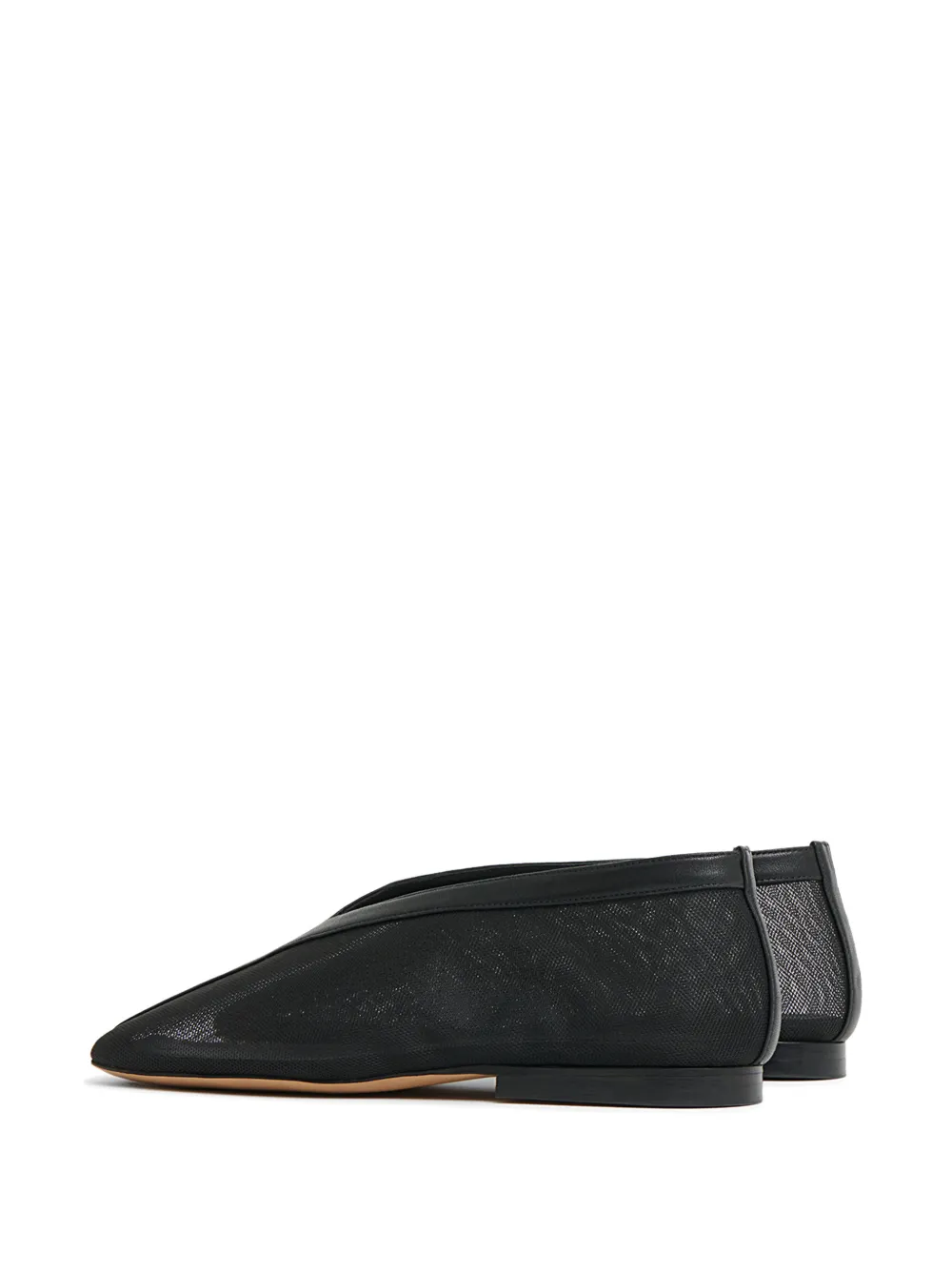 Mansur Gavriel Contorno Square V ballerina's met mesh Zwart