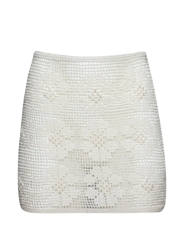 Calle Del Mar Daisy Chain Crochet Skirt in Neutrals