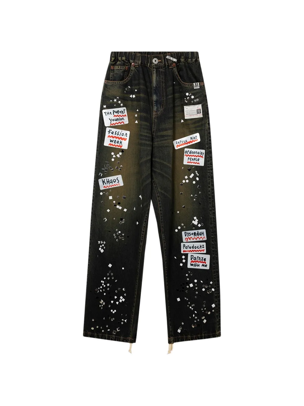 Maison MIHARA YASUHIRO sticker-patch stud-embellished jeans - Nero