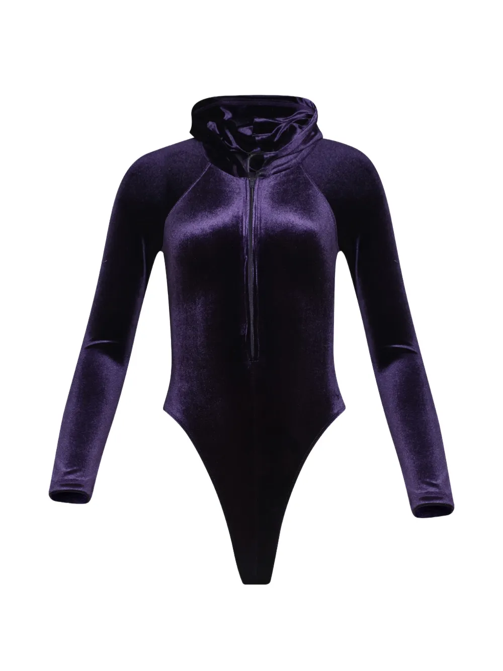 VETEMENTS velvet hooded bodysuit - Purple