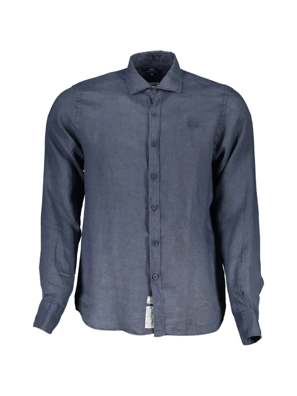 La Martina logo-embroidered linen shirt - Blu