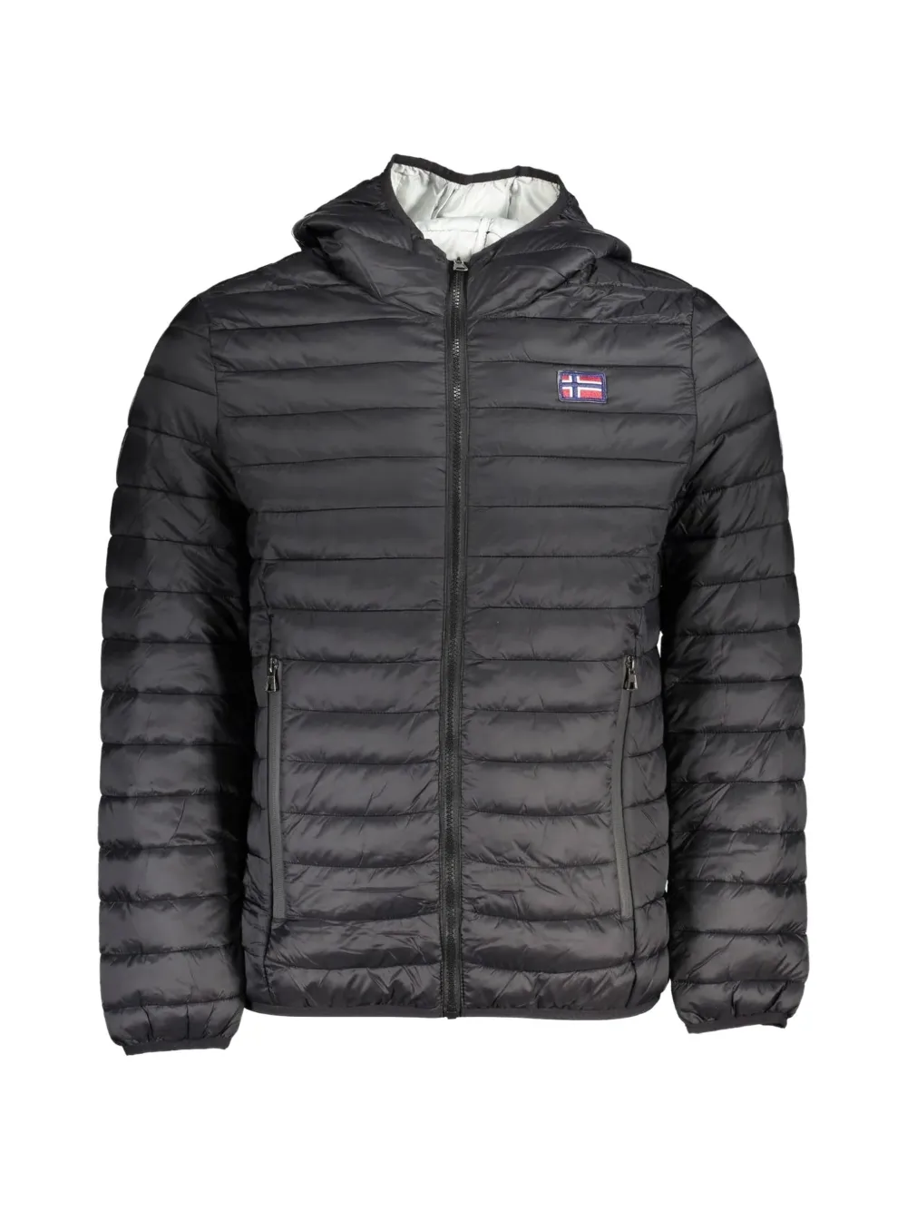 Norwegian Rain quilted-design logo-patch jacket - Nero