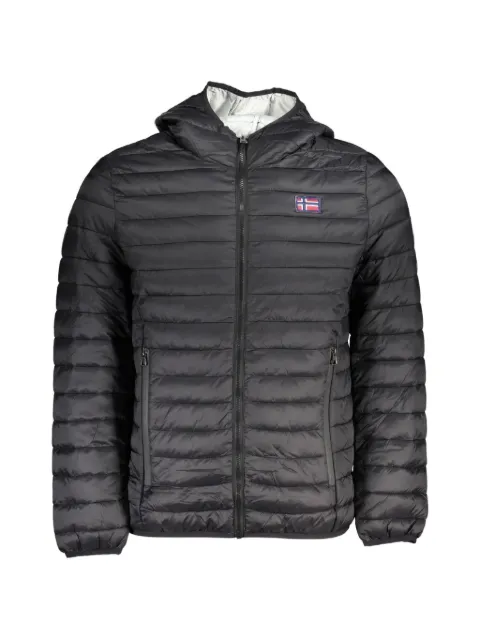 Norwegian Rain quilted-design logo-patch jacket