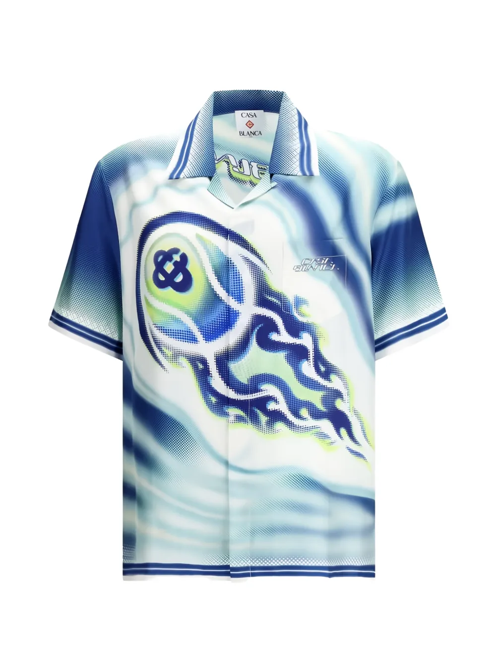 Casablanca Seidenhemd mit grafischem Print - Blau