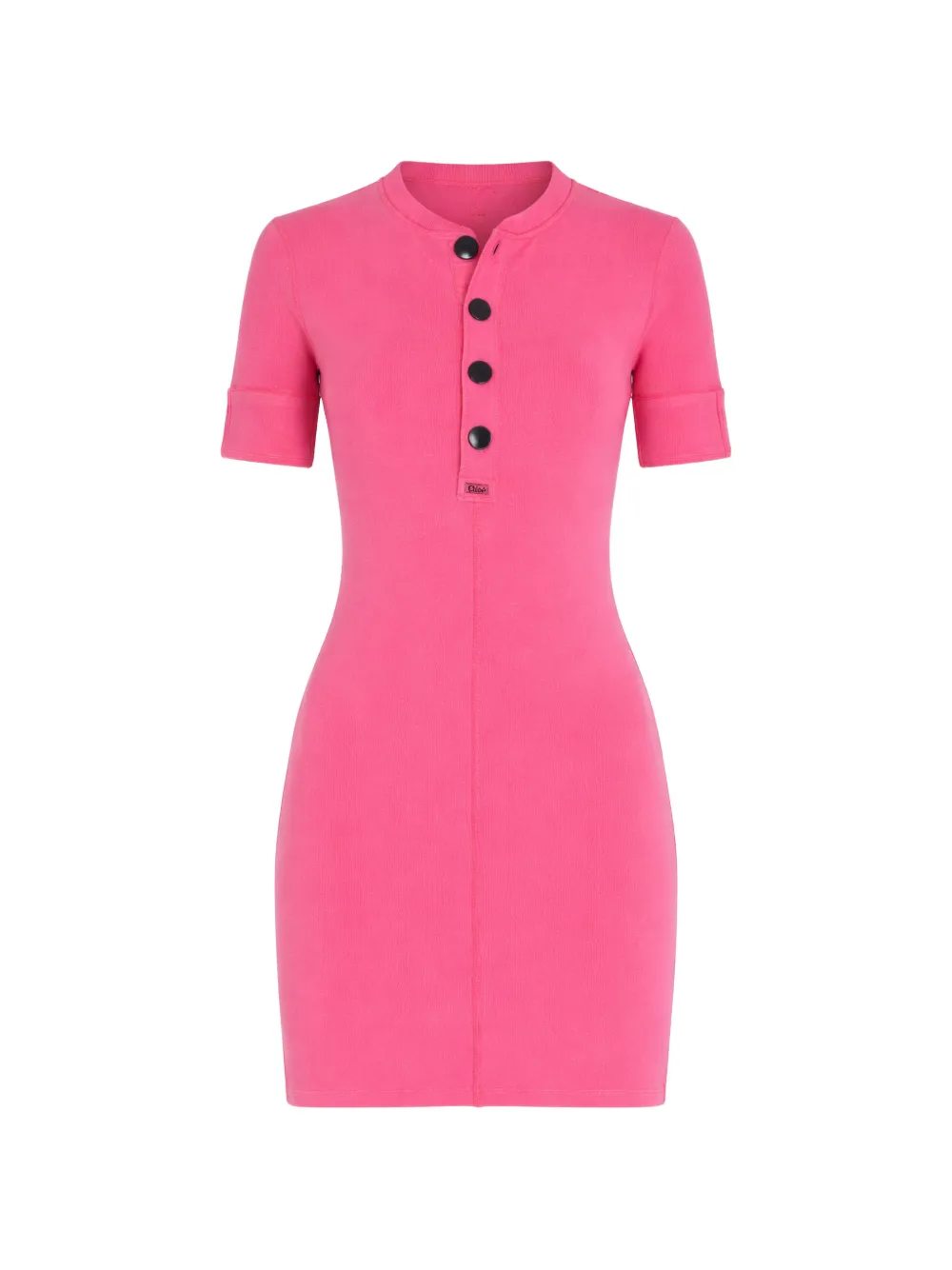 Chloé ribbed-knit short-sleeve dress - Rosa