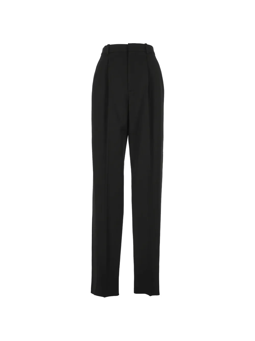 Saint Laurent pleated satin-trim trousers - Black
