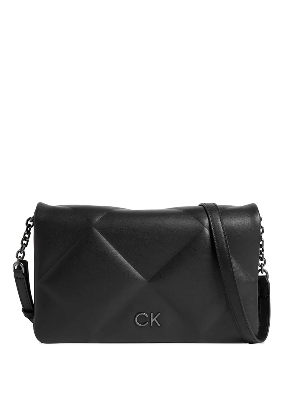 Calvin Klein quilted logo-embroidered crossbody bag - Schwarz