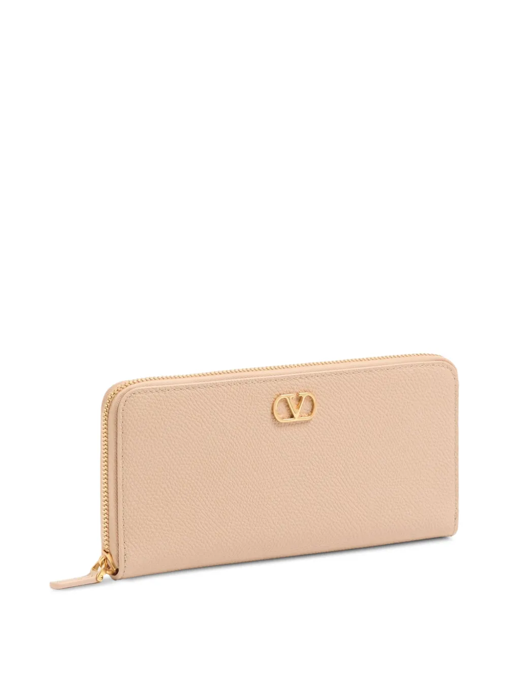 Valentino Garavani VLogo Signature kalfsleren portemonnee met rits Beige