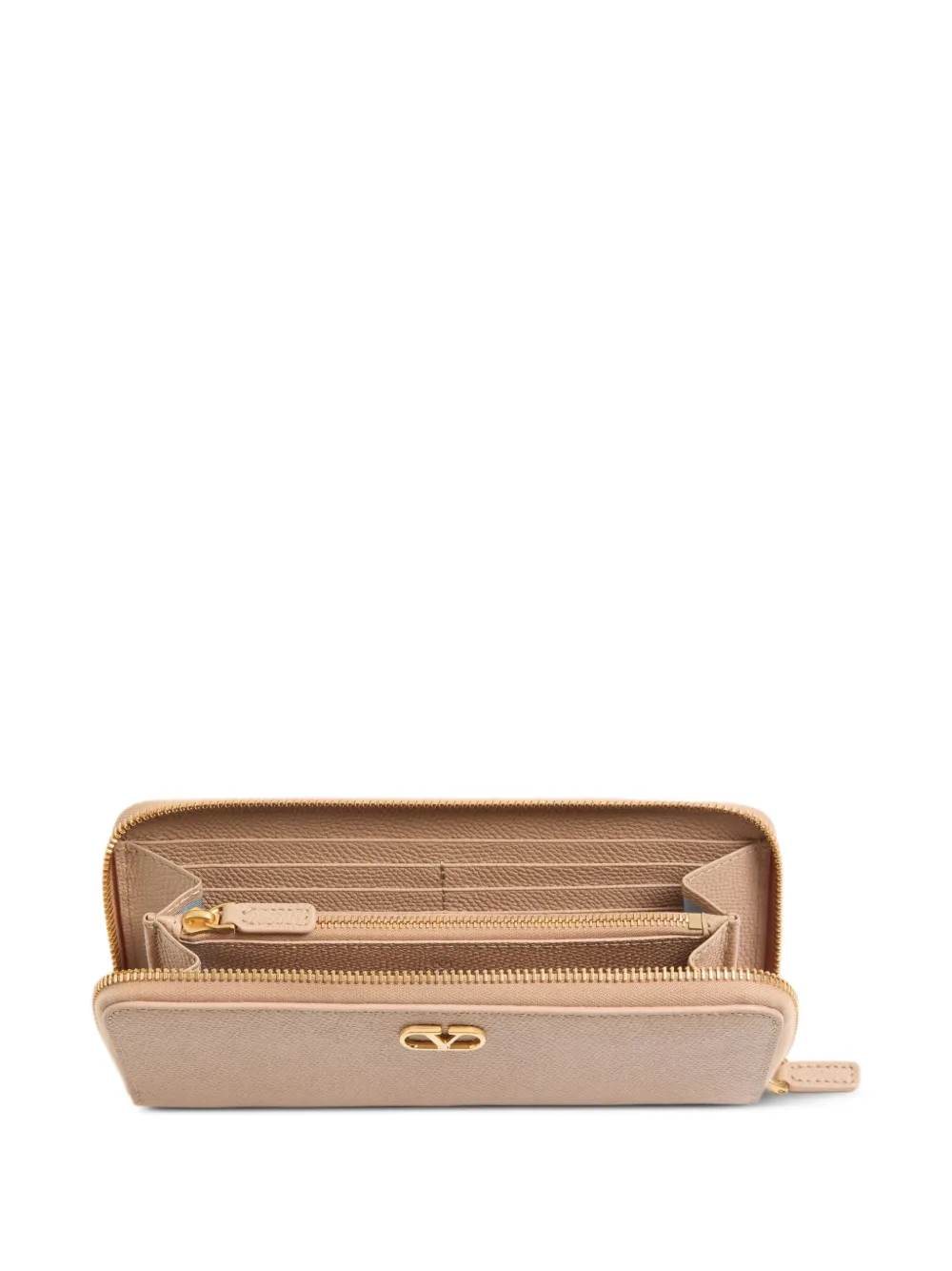 Valentino Garavani VLogo Signature kalfsleren portemonnee met rits Beige