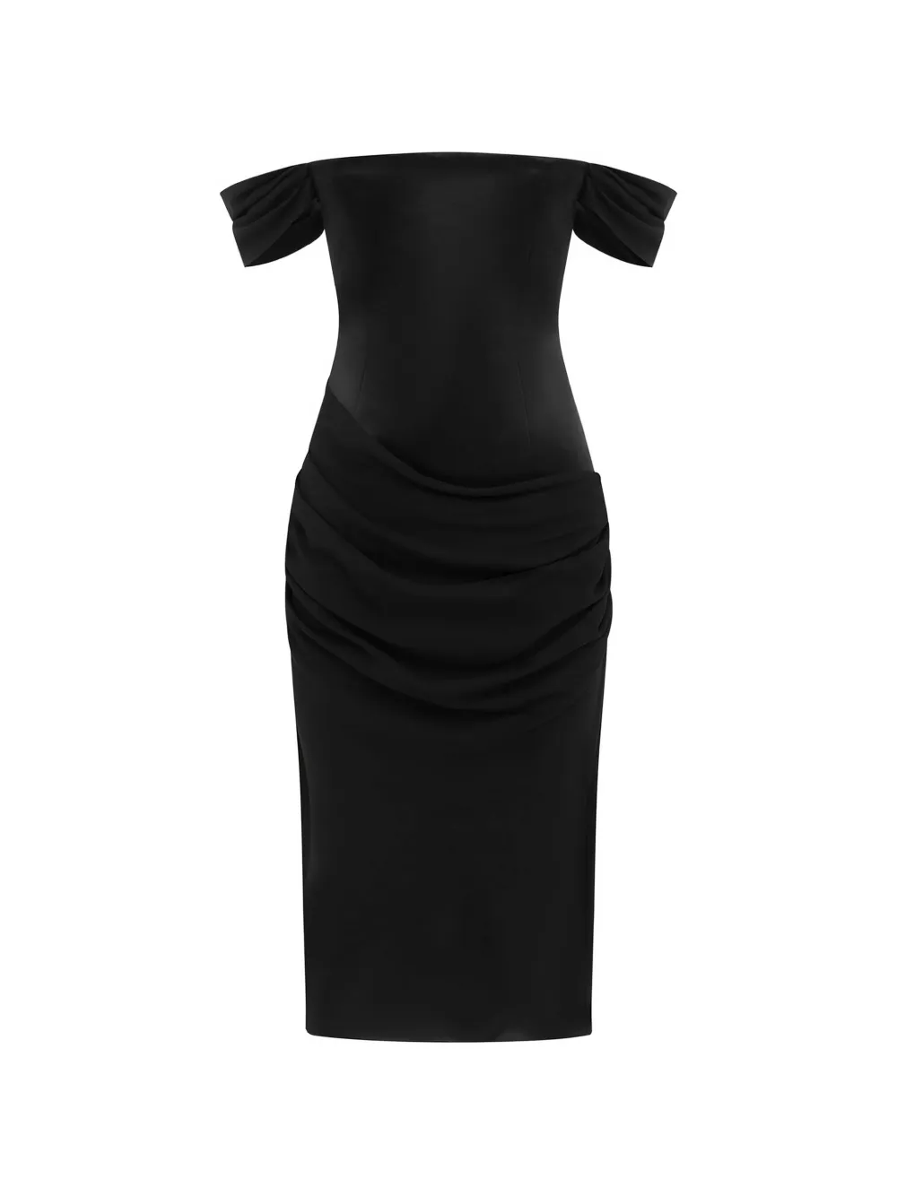 Alex Perry off-shoulder draped midi dress - Nero