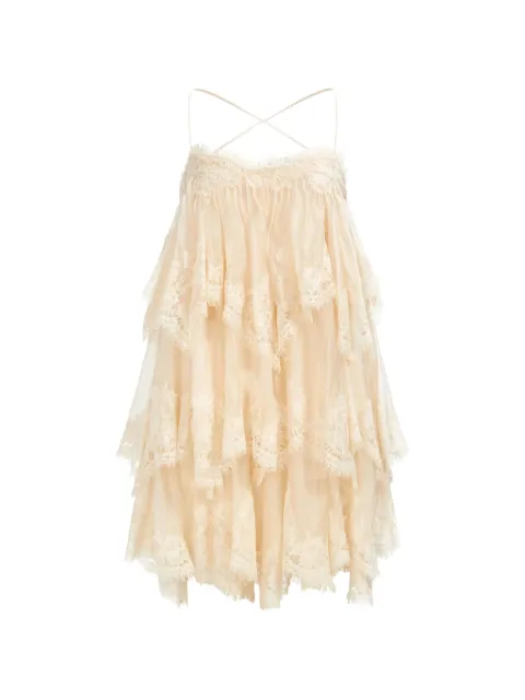 Aje Ophelia tiered lace mini dress